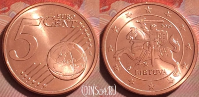 Литва 5 евроцентов 2015 года, KM# 207, UNC, 331j-070