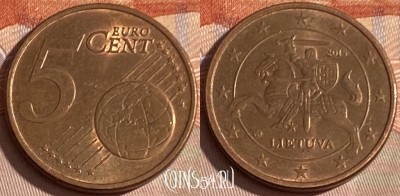 Литва 5 евроцентов 2015 года, KM# 207, 379p-111