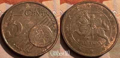 Литва 5 евроцентов 2015 года, KM# 207, 467s-560