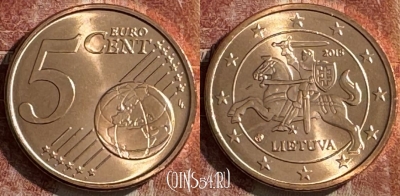Литва 5 евроцентов 2015 года, KM# 207, UNC, s507s-054