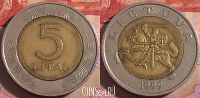 Литва 5 лит 1999 года, KM# 113, 102b-131