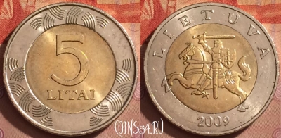 Литва 5 лит 2009 года, KM# 113, 374k-109