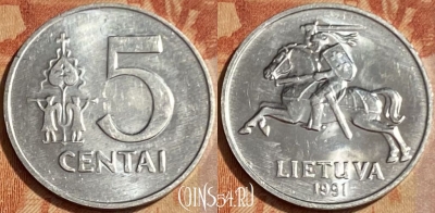 Литва 5 центов 1991 года, KM# 87, 462q-031