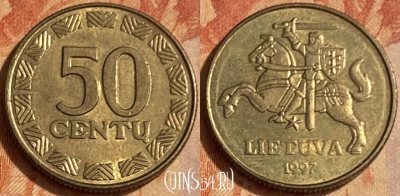 Литва 50 центов 1997 года, KM# 108, 462q-032