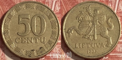 Литва 50 центов 1997 года, KM# 108, 472r-135