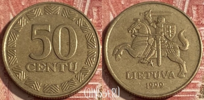 Литва 50 центов 1999 года, KM# 108, 265r-050