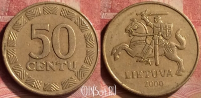 Литва 50 центов 2000 года, KM# 108, 132m-063