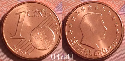 Люксембург 1 евроцент 2002 года, KM# 75, UNC, 281j-090