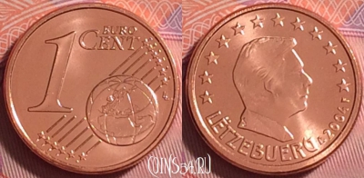 Люксембург 1 евроцент 2004 года, KM# 75, UNC, 281j-098