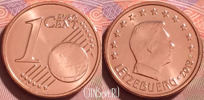 Люксембург 1 евроцент 2019 года, KM# 75, UNC, 278j-085