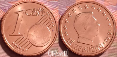 Люксембург 1 евроцент 2019 года, KM# 75, UNC, 280j-035