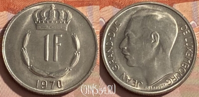 Люксембург 1 франк 1970 года, KM# 55, 344p-077