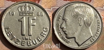 Люксембург 1 франк 1988 года, KM# 63, s427s-008