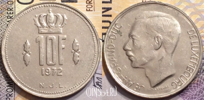 Люксембург 10 франков 1972 года, KM# 57, 148-102