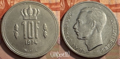 Люксембург 10 франков 1974 года, KM# 57, 257s-142 ♛
