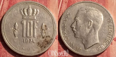 Люксембург 10 франков 1974 года, KM# 57, 346o-050