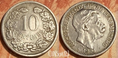 Люксембург 10 сантимов 1901 года, KM# 25, 462q-057 ♛