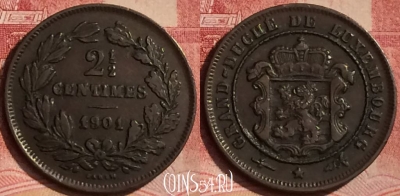 Люксембург 2 1/2 сантима 1901 года, KM# 21, 074l-113