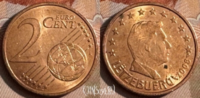 Люксембург 2 евроцента 2008 года, KM# 76, 143s-115