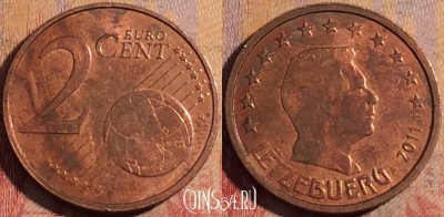Люксембург 2 евроцента 2011 года, KM# 76, 174a-065