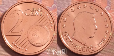 Люксембург 2 евроцента 2019 года, KM# 76, UNC, 112k-072
