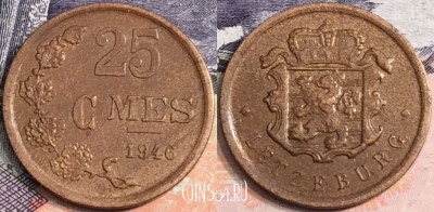 Люксембург 25 сантимов 1946 года, KM# 45, a084-019
