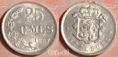Люксембург 25 сантимов 1967 года, KM# 45a, 312o-074