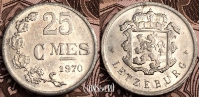 Люксембург 25 сантимов 1970 года, 63-049a