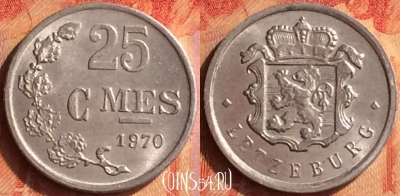Люксембург 25 сантимов 1970 года, KM# 45a, 437o-042