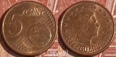 Люксембург 5 евроцентов 2009 года, KM# 77, 327r-034
