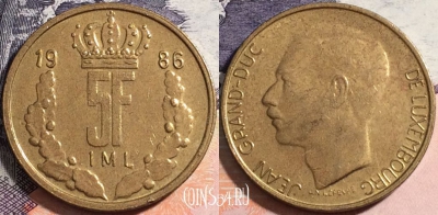 Люксембург 5 франков 1986 года, KM# 60, 164-128