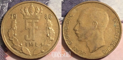 Люксембург 5 франков 1986 года, KM# 60, a095-038