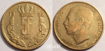 Люксембург 5 франков 1986 года, см. состояние, 70-012a