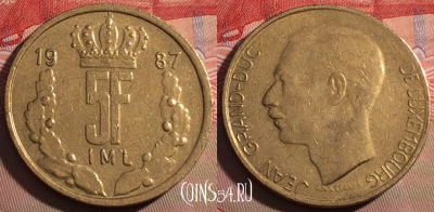 Люксембург 5 франков 1987 года, KM# 60, 216a-078