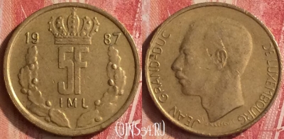 Люксембург 5 франков 1987 года, KM# 60, 333n-095