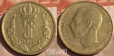 Люксембург 5 франков 1987 года, KM# 60, 497р-023 ♛
