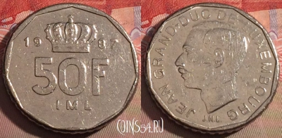Люксембург 50 франков 1987 года, KM# 62, 216a-073
