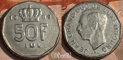 Люксембург 50 франков 1989 года, KM# 62, 141s-058
