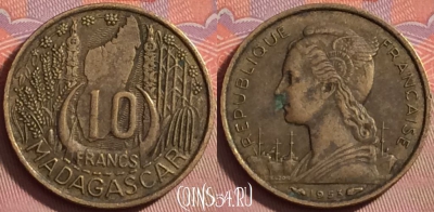 Мадагаскар 10 франков 1953 года, KM# 6, 139j-083