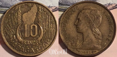 Мадагаскар 10 франков 1953 года, KM# 6, a093-002