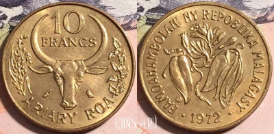 Мадагаскар 10 франков 1972 года, KM# 11, a081-066