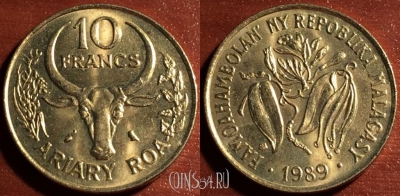 Мадагаскар 10 франков 1989 года, KM# 11, 57-120