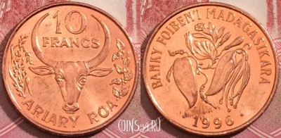 Мадагаскар 10 франков 1996 года, KM# 22, 191-061