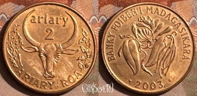 Мадагаскар 2 ариари 2003 года, KM# 30, UNC, 504s-076