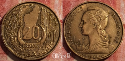 Мадагаскар 20 франков 1953 года, KM# 7, 229-106