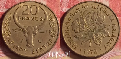 Мадагаскар 20 франков 1972 года, KM# 12, 205j-077