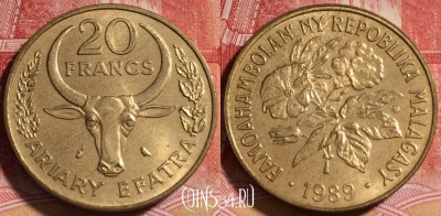 Мадагаскар 20 франков 1989 года, KM# 12, 255-006