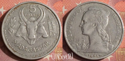 Мадагаскар 5 франков 1953 года, KM# 5, 357-092