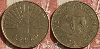Македония 1 денар 1997 года, KM# 2, 483р-126