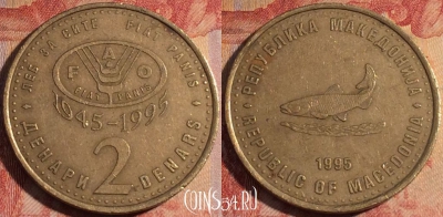 Македония 2 денара 1995 года, KM# 6, 174a-087